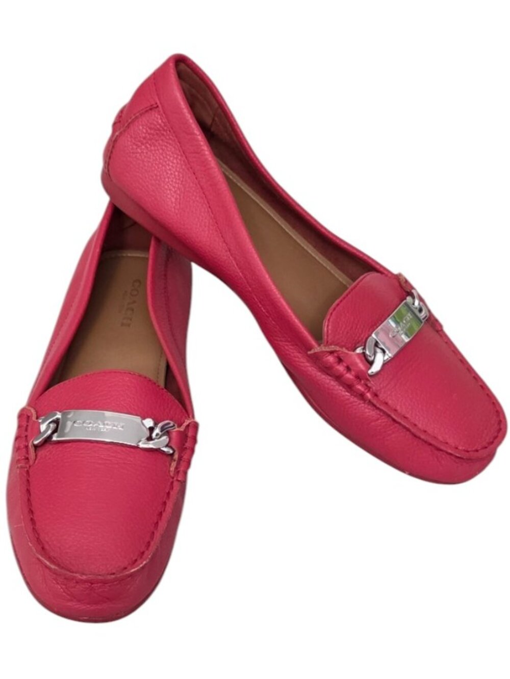 Coach Olive Red Leather Size 7.5B Flat Loafer Driving Shoes - A7751